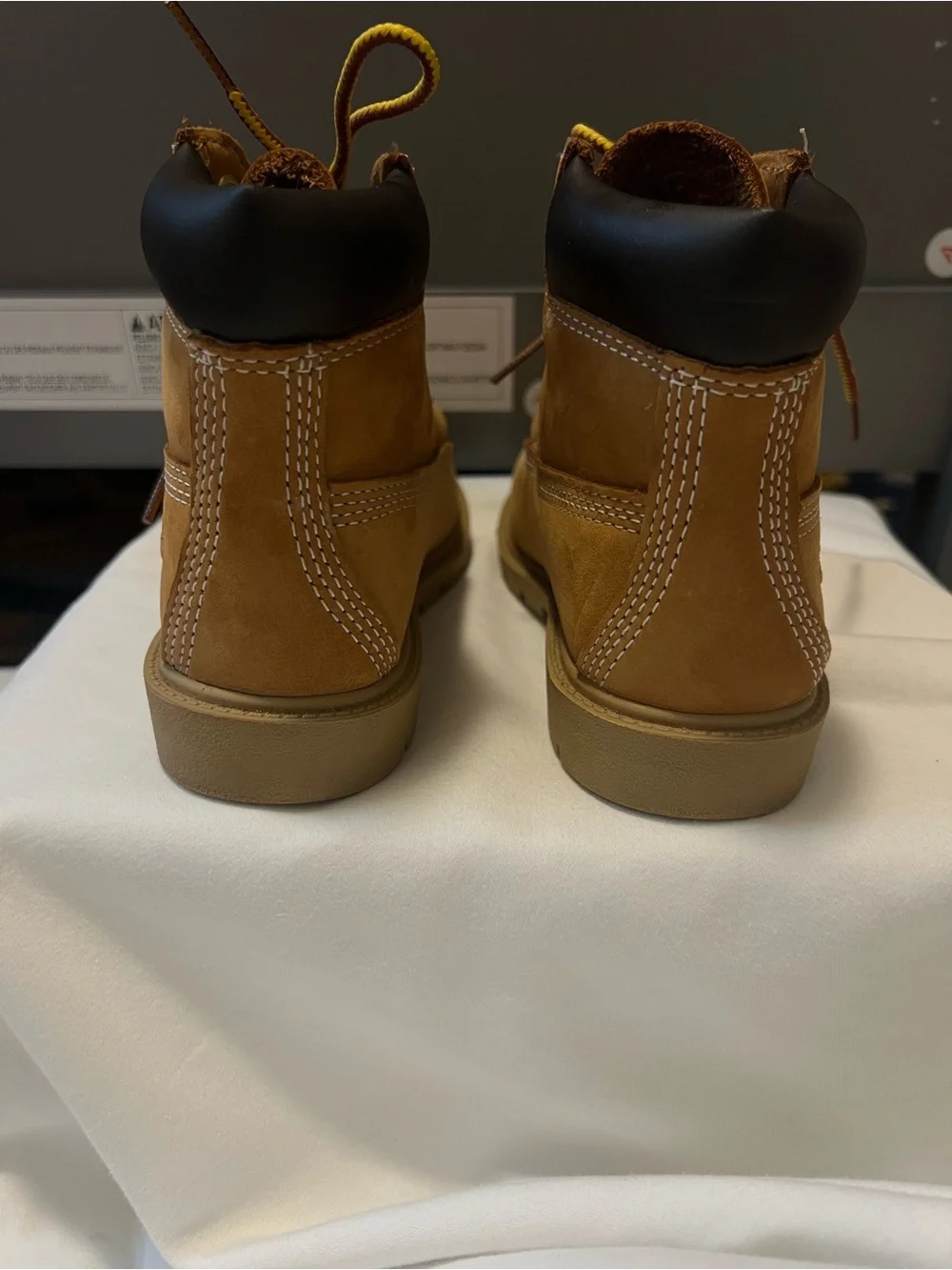 Timberland Wheat Nubuck Work Boots with Yellow Laces